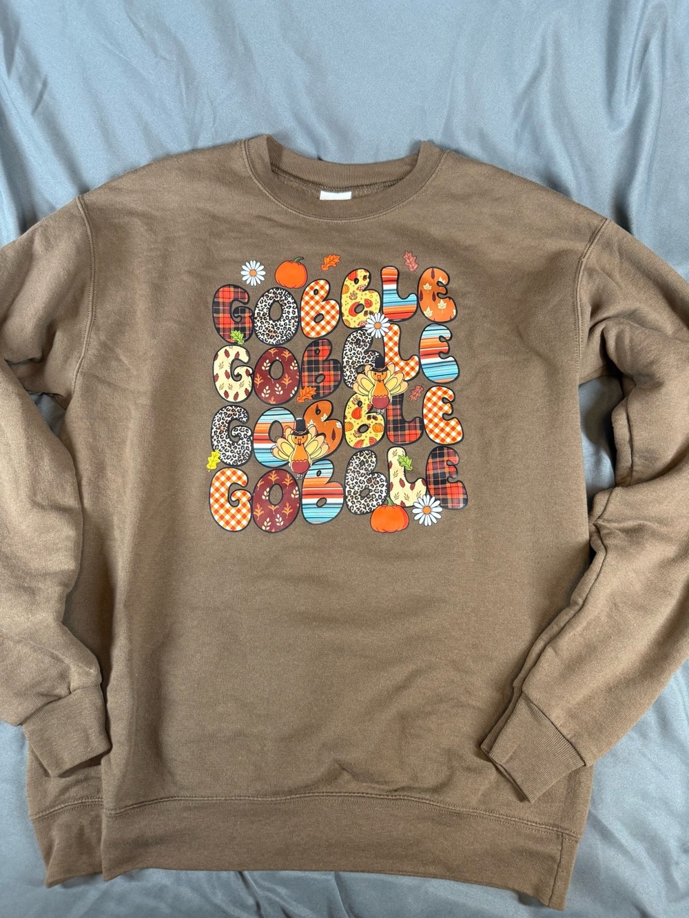 Women’s Hanes Brown Crewneck Sweatshirt with Colorful Fall Graphic